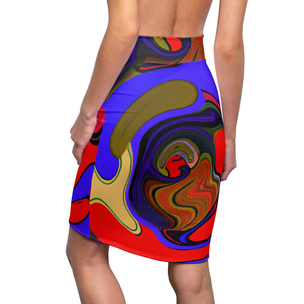 Abstract Designs By Hirametta Silksinger (Pencil Skirt)