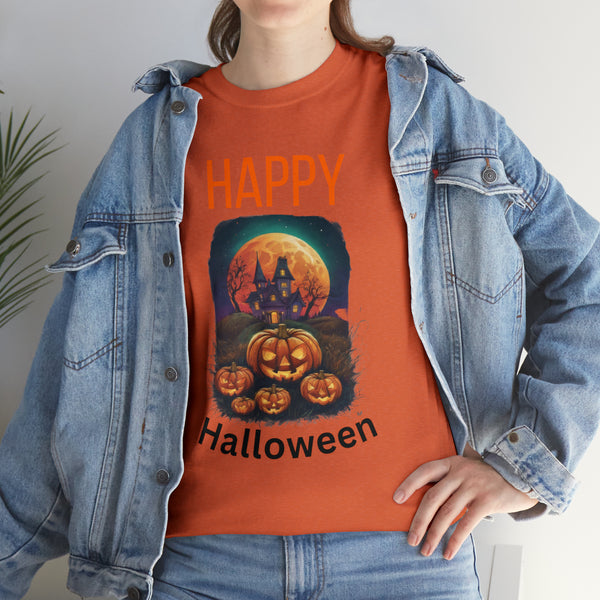 Haunted Pumpkins Patch Unisex Heavy Cotton Tee