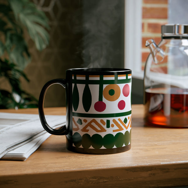 Afrocentric Designs ByAfrica Pottery Maker - Uzoamaka. (Black Mug)