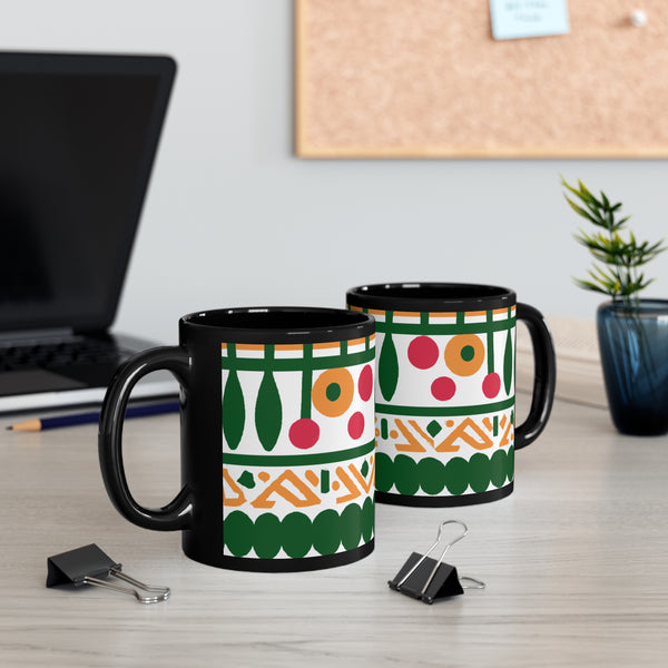 Afrocentric Designs ByAfrica Pottery Maker - Uzoamaka. (Black Mug)