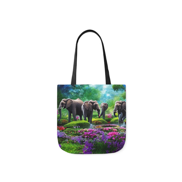 Elephant Design Polyester Canvas (Tote Bag)