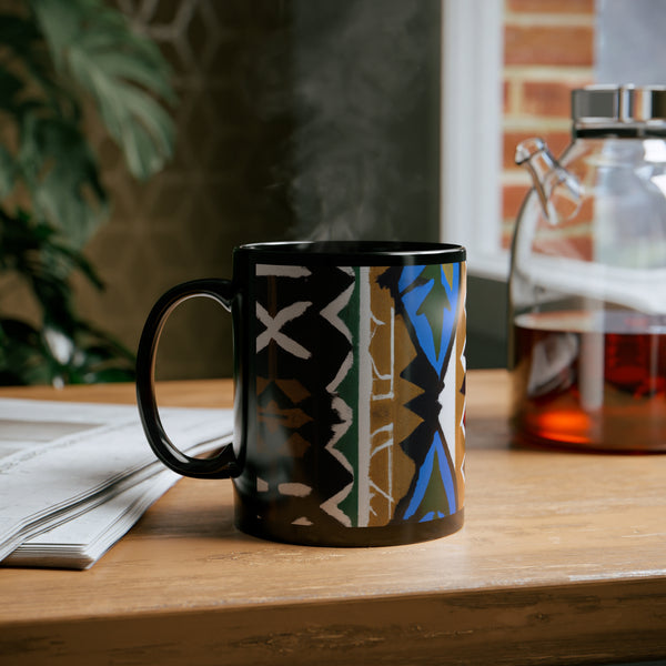 Afrocentric Designs ByImani Pottery Maker. (Black Mug)