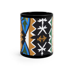 Afrocentric Designs ByImani Pottery Maker. (Black Mug)