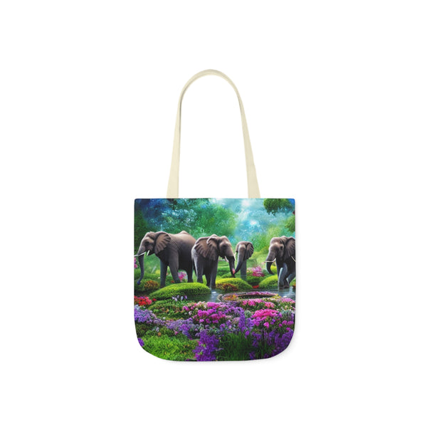 Elephant Design Polyester Canvas (Tote Bag)