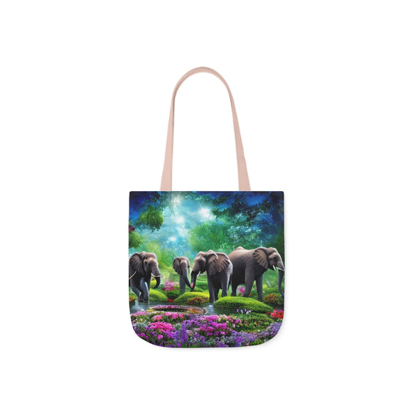 Elephant Design Polyester Canvas (Tote Bag)