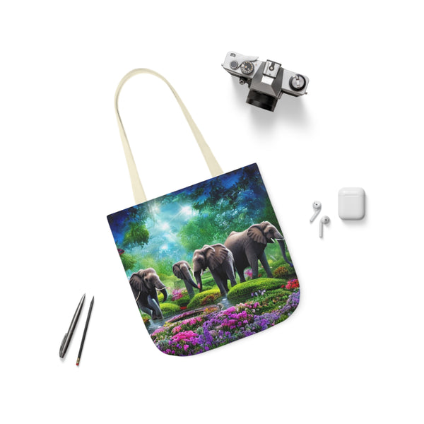 Elephant Design Polyester Canvas (Tote Bag)