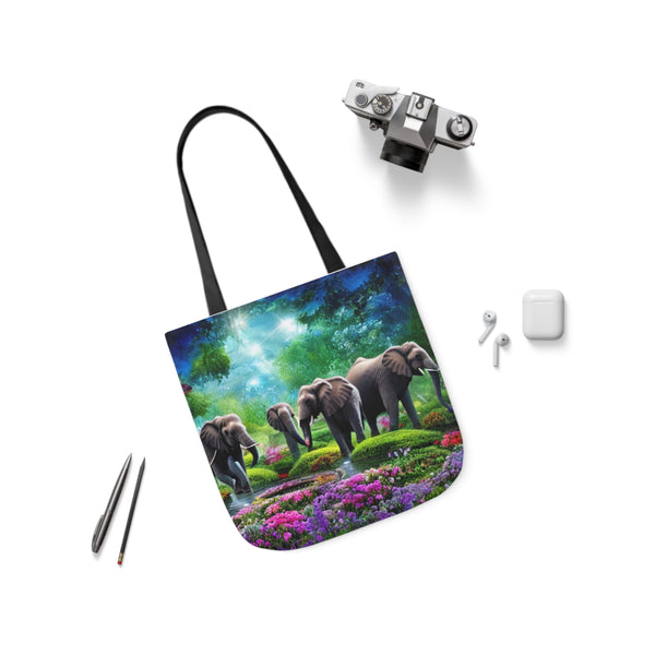 Elephant Design Polyester Canvas (Tote Bag)