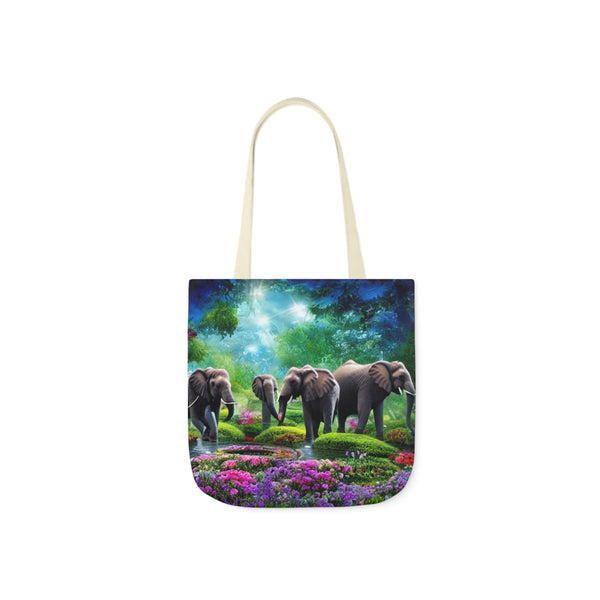 Elephant Design Polyester Canvas (Tote Bag)