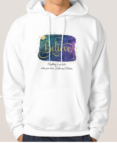 Believe Hoodie - Purple and White