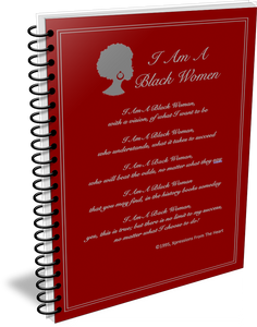 I Am A Black Woman Journal - Burgundy and Silver