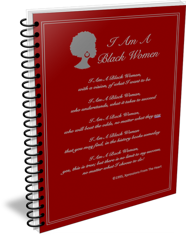 I Am A Black Woman Journal - Burgundy and Silver