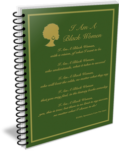 I Am A Black Woman Journal - Dark Green and Gold