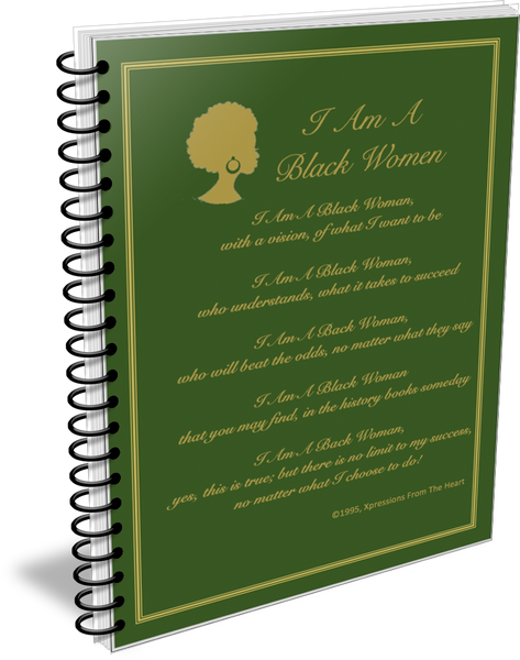 I Am A Black Woman Journal - Dark Green and Gold