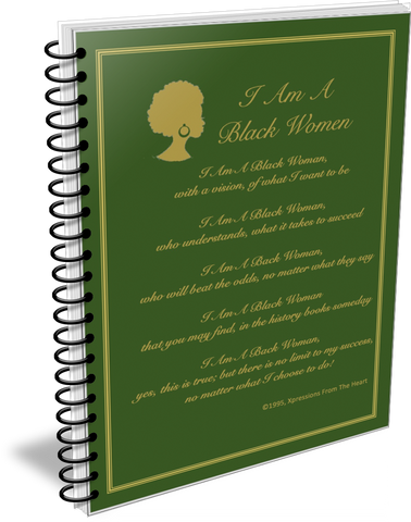 I Am A Black Woman Journal - Dark Green and Gold