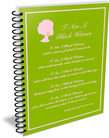 I Am A Black Woman Journal - Green Apple and Pink