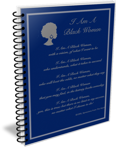 I Am A Black Woman Journal - Navy Blue and Silver