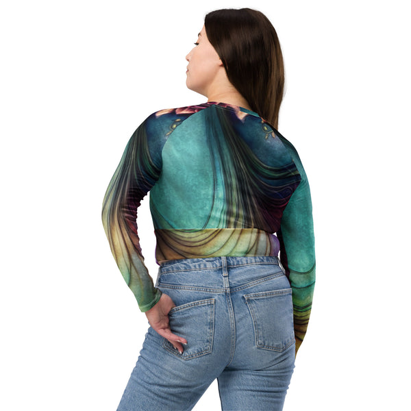 Multi-Color long-sleeve crop top