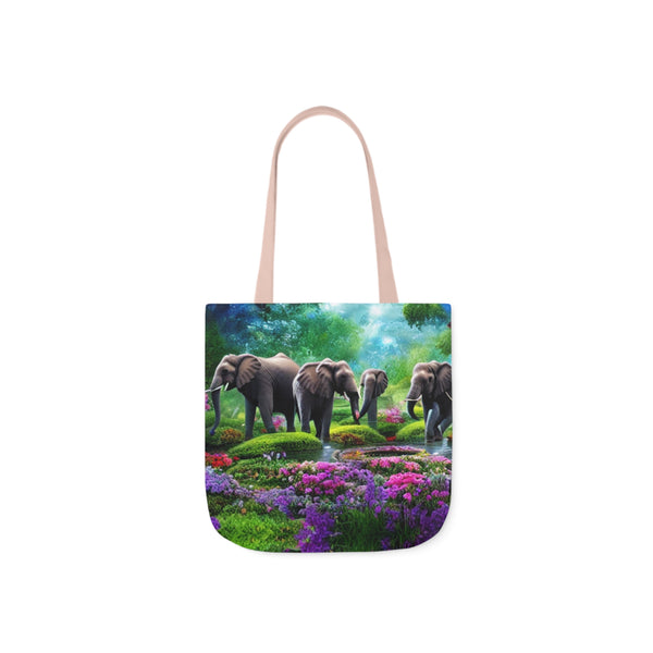 Elephant Design Polyester Canvas (Tote Bag)