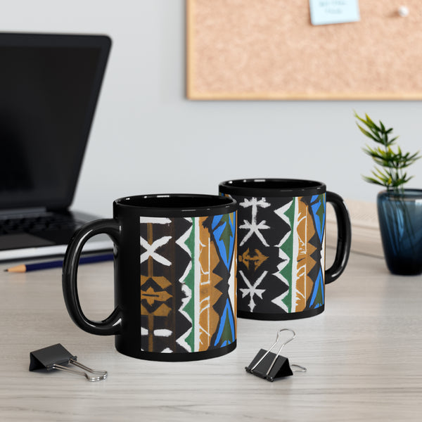 Afrocentric Designs ByImani Pottery Maker. (Black Mug)