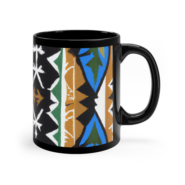 Afrocentric Designs ByImani Pottery Maker. (Black Mug)